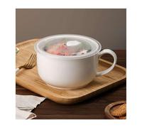 HANSULAN Jumbo Soup Mug Coffee Cup with Handles for Oven Safe, 1000ml Ceramic Soup Bowls Wide Oatmeal Breakfast Cup for Coffee Milk Cappuccino Cereals Tea Cup-with lid-1000ml