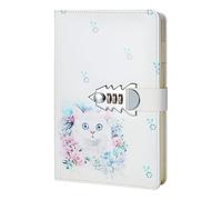 hansum PU Leather Password Notebook, Cute Personal Diary with Lock, A5 Lockable Journal Diary(Cat)