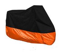 HANSWD Motorcycle Dust Cover Waterproof Uv Cover For Harley Davidson Yamaha Kawasaki Universal (XXXL, Black and Orange)