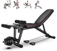 Hantelbank mit Beinstrecker Multifunktion Trainingsbank Fitnessbank mit Hochwertiger Angenehmer Polsterung,with Lumbar Support 90 Degree 200KG/440LB Weight Load, Gym Bench for Home