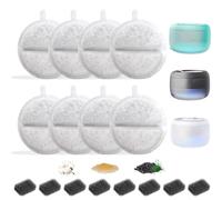 Hantoc 16 Set Cat Water Fountain Filters, Replacement Pet Water Fountain Filters 8pcs Activated Carbon Filter & 8pcs Foam Sponge for 2.5L Cat Fountain Apetgo-3 F-016B Cat Fountain with Active Carbon