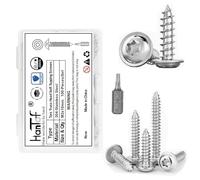 HanTof Torx Pan Head with Washer Self-Tapping Screws, M3x10 mm Star Drive Sheet Metal Screws, 304 Stainless Steel Wood Screws with Storage Box and 1 Pc T10 Drill Bit.(Pack of 100)