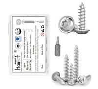 HanTof Torx Pan Head with Washer Self-Tapping Screws, M3x16 mm Star Drive Sheet Metal Screws, 304 Stainless Steel Wood Screws with Storage Box and 1 Pc T10 Drill Bit.(Pack of 100)