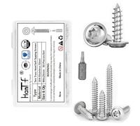 HanTof Torx Pan Head with Washer Self-Tapping Screws, M4x25 mm Star Drive Sheet Metal Screws, 304 Stainless Steel Wood Screws with Storage Box and 1 Pc T20 Drill Bit.(Pack of 50)