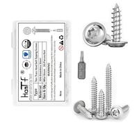 HanTof Torx Pan Head with Washer Self-Tapping Screws, M5x16 mm Star Drive Sheet Metal Screws, 304 Stainless Steel Wood Screws with Storage Box and 1 Pc T25 Drill Bit.(Pack of 30)