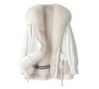 HANTONGHAO Fox fur large fur collar fur coat for women with rex rabbit fur lining removable winter coat