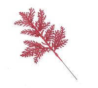 HANTURE 12pcs Artificial Christmas Leaves Picks Red Glitter Pine Needles Branches DIY Accessories Simulated Fern Leaf Christmas Floral Picks for Xmas Tree Wreath Wedding Decoration