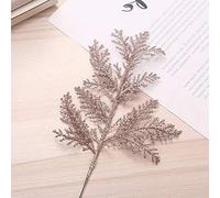 HANTURE 12pcs Artificial Christmas Leaves Picks Rose Gold Glitter Pine Needles Branches DIY Accessories Simulated Fern Leaf Christmas Floral Picks for Xmas Tree Wreath Wedding Decoration