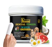 Hanu Dental Finger Wipes for Pets - 50 Count - Teeth Cleaning Wipes Finger Toothbrush Gum Care Wipes,Natural Plaque and Tartar Remover - Fresh Breath Care for Dogs and Cats - Vet-Recommended