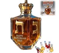 Hanukkah 2025 Dreidel Whiskey Bottle, 10 oz Novel Whiskey Bottles with Golden Hebrew Letters, Hanukkah Souvenirs for Whisky Lovers, Jewish Collectible Gift for Festival