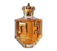 Hanukkah 2025 Dreidel Whiskey Bottle, Christmas Gifts Men, Collectible with Golden Hebrew Letters, Crown Cap & Deep Amber Glass, Festival of Lights Gift for Celebration & Display(1pcs)