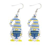 Hanukkah Acrylic Dangle Earrings Menorah Wooden Drop Earrings Dove Star of David Jewish Hanukkah Jewelry for Women Holiday, Acrylic, No Gemstone