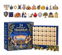 Hanukkah Advent 24-Drawer Collectibles Calendar Advent | 2D Acrylic Hanukkah Mini Treasures for Adults Family Friends Home Apartment Living Room Bedroom Desk Table Bookshelf Mantel