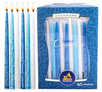 Hanukkah Candles - Dark Blue, Light Blue, and White Dripless Chanukah Candles - Premium Quality Wax - 45 Candles for All 8 Nights of Hanukkah
