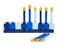 Hanukkah Children's Wooden Chanukah Menorah, Dreidel Design with Removable Candles (1)