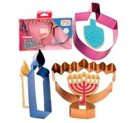 Hanukkah Cookie Cutters - Multicolored Stainless Steel Chanukah Cookie Cutters - 3 Piece Set - The Kosher Cook