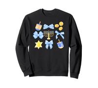 Hanukkah Coquet, Cute Chanukah Blue Bows, Dreidel Menorah Sweatshirt