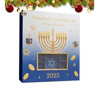 Hanukkah Countdown - 2d Flat Acrylic Themed, 24 Days Decoration Ornament, 2025 Commemorative Collectible, Easy with Pre Strung Loop, Men Women Boys Girls Gift, Small Blue White for Teens Wife