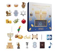 Hanukkah Countdown Calendar | 2D Acrylic Hanukkah Themed Ornament, 24 Day Pending Countdown Calendar | For Men Women Girls Young Teens Family A