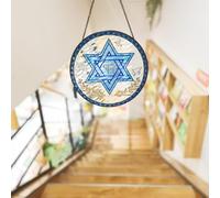 Hanukkah Decorations, Chanukkah Hexagram Sun Catchers Indoor Window, Jewish Door Wall Hanging Sign
