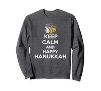 Hanukkah Dreidel Menorah- Happy Chanukah Sweatshirt, Adult Unisex, Dark Heather Grey, Medium