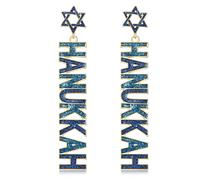 Hanukkah Earring for Women Beaded Dreidel Menorah Star of David Earrings Rhinestone Bead Chanukah Dangle Earrings Jewish Holiday Earrings Hanukkah Jewelry Accessories Gifts, L, Zinc, crystal