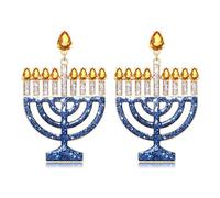 Hanukkah Earring for Women Beaded Dreidel Menorah Star of David Earrings Rhinestone Bead Chanukah Dangle Earrings Jewish Holiday Earrings Hanukkah Jewelry Accessories Gifts, L, Zinc, crystal
