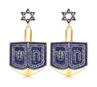 Hanukkah Earring for Women Beaded Dreidel Menorah Star of David Earrings Rhinestone Bead Chanukah Dangle Earrings Jewish Holiday Earrings Hanukkah Jewelry Accessories Gifts, L, Zinc, crystal