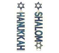 Hanukkah Earring for Women Beaded Dreidel Menorah Star of David Earrings Rhinestone Bead Chanukah Dangle Earrings Jewish Holiday Earrings Hanukkah Jewelry Accessories Gifts, L, Zinc, crystal