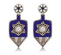 Hanukkah Earring for Women Beaded Dreidel Menorah Star of David Earrings Rhinestone Bead Chanukah Dangle Earrings Jewish Holiday Earrings Hanukkah Jewelry Accessories Gifts, L, Zinc, crystal