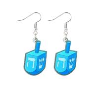 Hanukkah Earrings for Women Acrylic Menorah Candle Gnome Hollow Waterdrop Wooden Candle Earrings Jewish Hanukkah Theme Jewelry, L, Crystal, No Gemstone