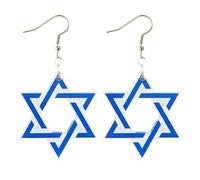 Hanukkah Earrings for Women Acrylic Menorah Candle Gnome Hollow Waterdrop Wooden Candle Earrings Jewish Hanukkah Theme Jewelry, L, Crystal, No Gemstone