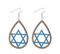 Hanukkah Earrings for Women Acrylic Menorah Candle Gnome Hollow Waterdrop Wooden Candle Earrings Jewish Hanukkah Theme Jewelry, L, Crystal, No Gemstone