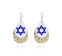Hanukkah Earrings for Women Double Layer Leather Hanukkah Dangle Earrings Cooktop Candle Menorah Star of David Earrings Hanukkah Jewish Holiday Party Jewelry, L, Leather, No Gemstone