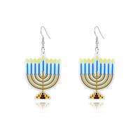 Hanukkah Earrings for Women Menorah Acrylic Drop Earrings Dove Star of David Hanukkah Dangle Earrings Chanukah Candle Star Gnomes Shape Earrings Jewish Hanukkah Holiday, S, Acrylic, No Gemstone
