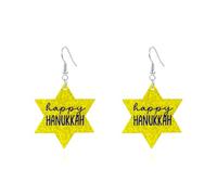 Hanukkah Earrings for Women Menorah Acrylic Drop Earrings Dove Star of David Hanukkah Dangle Earrings Chanukah Candle Star Gnomes Shape Earrings Jewish Hanukkah Holiday, S, Acrylic, No Gemstone