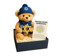 Hanukkah Emotional Support Plush, Cute Mini Bear or Bunny Hug Hanukkah Gift with Box and Sweet Card, Comforting Gift for Loved Ones Friends (C)