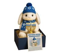 Hanukkah Emotional Support Plush, Cute Mini Bear or Bunny Hug Hanukkah Gift with Box and Sweet Card, Comforting Gift for Loved Ones Friends (B)