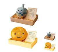 Hanukkah Emotional Support Plush, Emotional Support Dreidel, Handmade Dreidel and Gelt Stuffed Animals Adorable with Supports Cards, Soft & Squishy Toy, Faith, Light, and Joy - in Every Hug (#A+B)