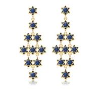 Hanukkah Glitter Rhinestone Blue Star of David Earrings Festival of Lights Dangle Stud Earrings Religious Jewish Holiday Earrings Hanukkah Jewelry Gifts, L, Metal, No Gemstone