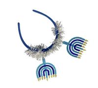 Hanukkah Headband Blue Chanukah Headwear Creative Jewish Holiday Hair Bands Menorah Headdress Hair Accessory Gift Jewish Festival Headband