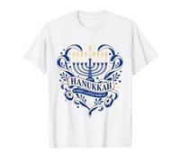 Hanukkah Heart Candlelight Blue Cream T-Shirt