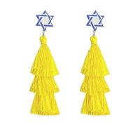Hanukkah Layered Tassel Earrings White Blue Star of David Tassel Dangle Earrings Christmas Jewish Jewelry Hanukkah Gifts Outfits Accessories Party Favors, Zinc, No Gemstone
