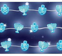 Hanukkah Lights Decorations - Mini Chanukah LED String Lights Indoor - 14 ft Hanukkah Decorations for Home - Dreidel and Menorah Decoration - - 40 LED Lights Blue and White