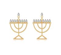 Hanukkah Menorah Dangle Earrings for Women Festival of Lights Rhinestone Menorah Post Earrings Religious Jewish Holiday Drop Stud Earrings Hanukkah Party Jewelry Gifts, One Size, Metal, No Gemstone