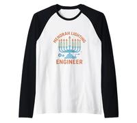 Hanukkah Menorah Lighting Engineer Jewish Festival Lights Raglan Baseball Tee