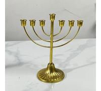 Hanukkah Menorah | Menorah Candle Holder 7/9 Branch | Jerusalem Temple Jewish Candle Holder | Gold Metal Menorah For Hanukkah Holiday Ceremony Candlelight Dinner