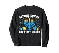 Hanukkah Menorah Shining Bright For Eight Nights Jewish Sweatshirt