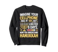 Hanukkah Miracle Phone Battery Humor Jewish Sweatshirt