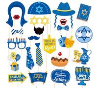 Hanukkah Photo Booth Props Happy Hanukkah Party Supplies Party Photo Booth Decorations Jewish Chanukah Party Favor Set of 24 Counts